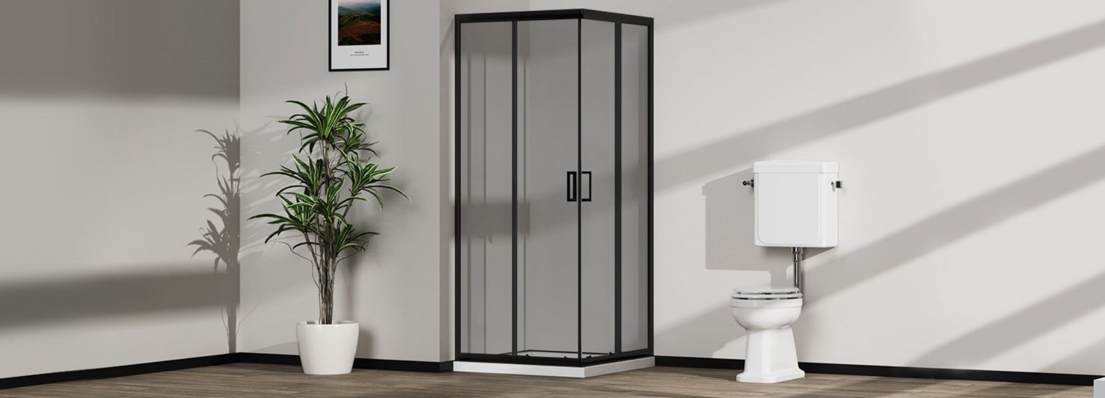 Corner shower enclosure
